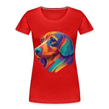 Bunter Dackel Hunde Freund Lebensfreude Hund - Frauen Premium Bio T-Shirt - Navy - Vorne - Mia (176cm)