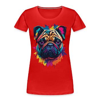 Popart Pug Dog Aesthetic Dog Illustration - Women's Premium Organic T-Shirt - navy - Front - Mia (176cm)