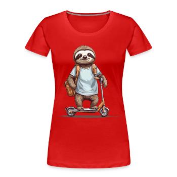Faultier Schulkind Scooter Fun Design - Frauen Premium Bio T-Shirt - Navy - Vorne - Mia (176cm)