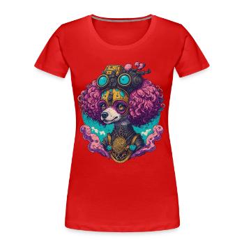 Steampunk Pudel Hund Viktorianischer Hunde Stil - Frauen Premium Bio T-Shirt - Navy - Vorne - Mia (176cm)