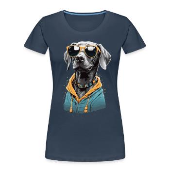 Vintage Weimaraner Hund Ästhetik Hunde Design - Frauen Premium Bio T-Shirt - Navy - Vorne - Mia (176cm)