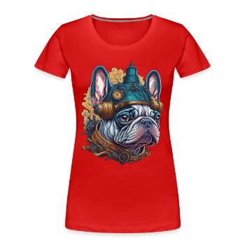 French Bulldog Dog in Steampunk Style - Women's Premium Organic T-Shirt - navy - Front - Mia (176cm)