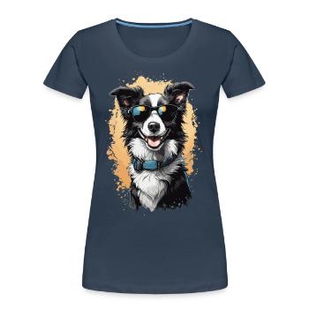 Border Collie Elegance for Dog Lovers - Women's Premium Organic T-Shirt - navy - Front - Mia (176cm)