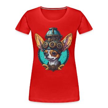 Retro Steampunk Sci-Fi Chihuahua Dogs Design - Women's Premium Organic T-Shirt - navy - Front - Mia (176cm)