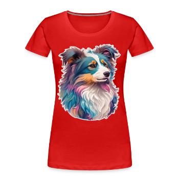 Australian Shepherd Dog Dog Lover Art - Women's Premium Organic T-Shirt - navy - Front - Mia (176cm)
