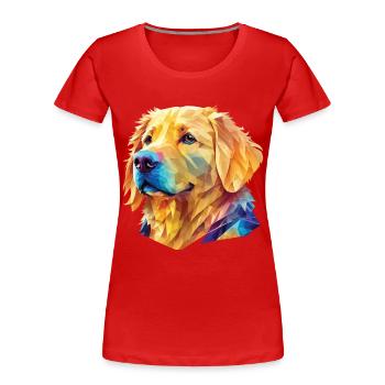 Polygone Golden Retriever - Astucieux Dog Design - T-shirt bio Premium Femme - bleu marine - Devant - Mia (176cm)