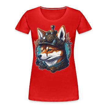 Retro Sci-Fi Shiba Steampunk Vintage Dog - Women's Premium Organic T-Shirt - navy - Front - Mia (176cm)