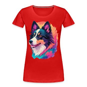 Colorful Border Collie Art Design for Dog Fans - Women's Premium Organic T-Shirt - navy - Front - Mia (176cm)