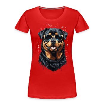 Design élégant de papa de chien Rottweiler - T-shirt bio Premium Femme - bleu marine - Devant - Mia (176cm)