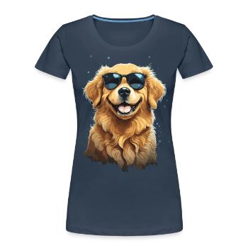 Golden Retriever Coolness und Stil Sonnenbrille - Frauen Premium Bio T-Shirt - Navy - Vorne - Mia (176cm)