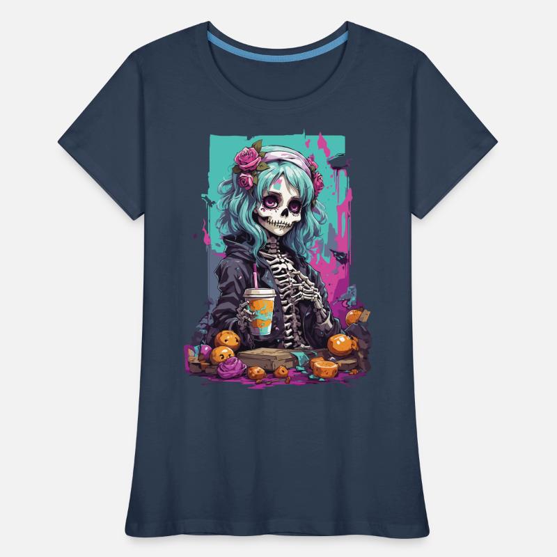 Pastel Gothic Mädchen Skull Dia de Muertos Frauen Premium Bio T-Shirt