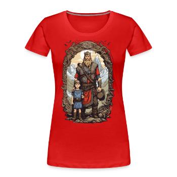 Viking Father and Son Warrior Family Honor - Women's Premium Organic T-Shirt - navy - Front - Mia (176cm)