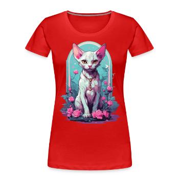Okkulte Sphynx Katze in Pastell Goth Style - Frauen Premium Bio T-Shirt - Navy - Vorne - Mia (176cm)
