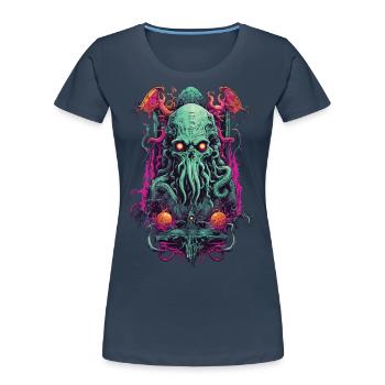 Gothique Cthulhu démon Halloween monstre Design - T-shirt bio Premium Femme - bleu marine - Devant - Mia (176cm)