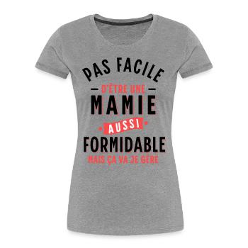 Mamie Cadeau Grand-mère Citation Humour Rigolo - T-shirt bio Premium Femme - bleu marine - Devant - Mia (176cm)