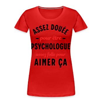 Psychologue cadeau humour psychologie Rigolo Femme - T-shirt bio Premium Femme - bleu marine - Devant - Mia (176cm)