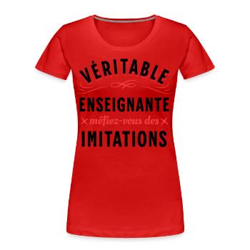 Enseignante Cadeau Professeure Citation Rigolo - T-shirt bio Premium Femme - bleu marine - Devant - Mia (176cm)