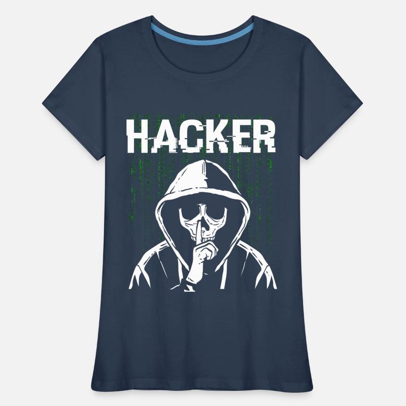 Hacker Skull Hacking Programmation Dark Net T-shirt bio Premium Femme