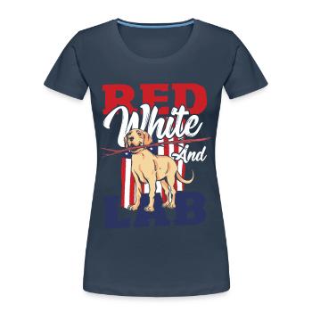 4th Of July Red Stripes American Flag Labrador - Women's Premium Organic T-Shirt - navy - Front - Mia (176cm)