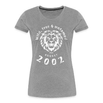 22ème anniversaire Sauvage, libre & indompté depuis 08/2002 - T-shirt bio Premium Femme - bleu marine - Devant - Mia (176cm)
