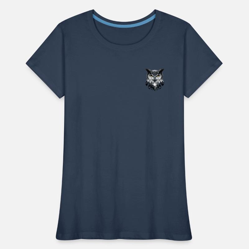 Polygon-Eule in Schwarz-Weiß – Vogelkunst Frauen Premium Bio T-Shirt