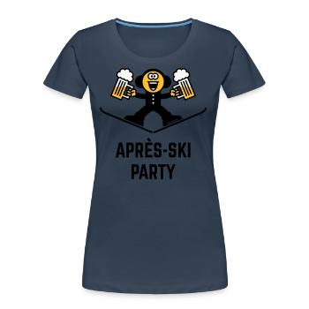 Après-ski (Bière / Dessin animé / 3C) - T-shirt bio Premium Femme - bleu marine - Devant - Mia (176cm)