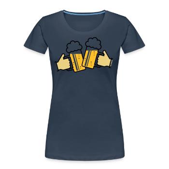Maßkrüge Stoßen An Mit Hand! (Bier / Bierkrüge 3C) - Frauen Premium Bio T-Shirt - Navy - Vorne - Mia (176cm)
