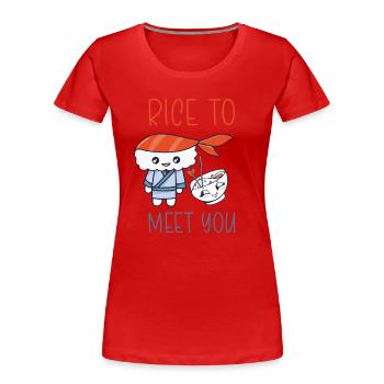 Kawaii Japanese Food Salmon Salmon Sushi Roll - Women's Premium Organic T-Shirt -  - Front - Mia (176cm)