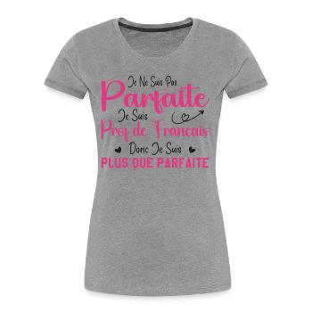 Femme Humour Professeur de Français - T-shirt bio Premium Femme - bleu marine - Devant - Mia (176cm)