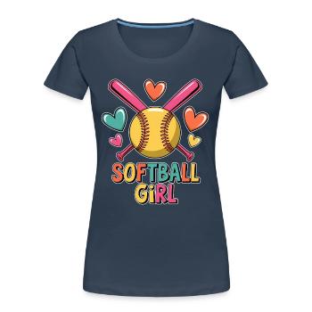 Softball Fille Fille Drôle Softball Cadeau - T-shirt bio Premium Femme - bleu marine - Devant - Mia (176cm)