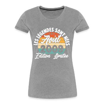 Cadeau Les légendes sont nées en Août 2009 - T-shirt bio Premium Femme - bleu marine - Devant - Mia (176cm)