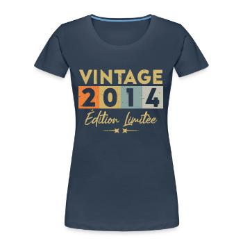Vintage 2014 Édition Limitée - T-shirt bio Premium Femme - bleu marine - Devant - Mia (176cm)