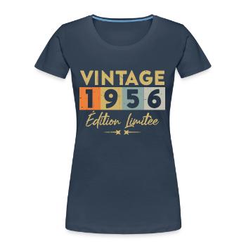 Vintage 1956 Édition Limitée - T-shirt bio Premium Femme - bleu marine - Devant - Mia (176cm)