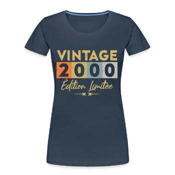 Vintage 2000 Édition Limitée - T-shirt bio Premium Femme - bleu marine - Devant - Mia (176cm)