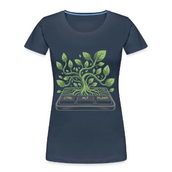 ctrl alt plant Garten Design - Frauen Premium Bio T-Shirt - Navy - Vorne - Mia (176cm)