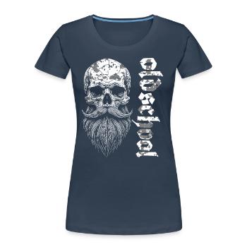 Oldschool Bearded Skull - Women's Premium Organic T-Shirt - navy - Front - Mia (176cm)