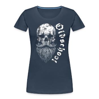 Bearded Oldschool Skull - Women's Premium Organic T-Shirt - navy - Front - Mia (176cm)
