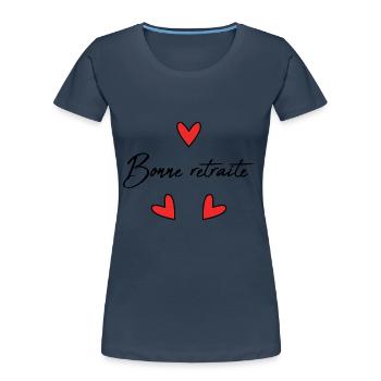 RUHESTAND. RUHESTAND. PENSIONIERT. GLÜCKLICHER RUHESTAND - Frauen Premium Bio T-Shirt - Navy - Vorne - Mia (176cm)