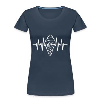 Eiscreme Liebe Eis Herzschlag - Frauen Premium Bio T-Shirt - Navy - Vorne - Mia (176cm)