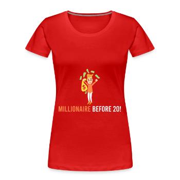 Millionaire before 20! - Women's Premium Organic T-Shirt - navy - Front - Mia (176cm)