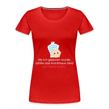 Als ich geboren wurde - Frauen Premium Bio T-Shirt - Navy - Vorne - Mia (176cm)