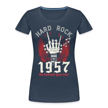 Musicien Hard Rock 1957 65 Ans Anniversaire - T-shirt bio Premium Femme - bleu marine - Devant - Mia (176cm)
