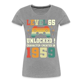 Level 65 Birthday Gamer 65 Years - Women's Premium Organic T-Shirt - navy - Front - Mia (176cm)
