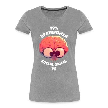 99% Brainpower 1% Social skills Gehirn Lustig - Frauen Premium Bio T-Shirt - Navy - Vorne - Mia (176cm)