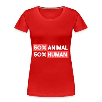 50% Tier 50% Mensch - Frauen Premium Bio T-Shirt - Navy - Vorne - Mia (176cm)