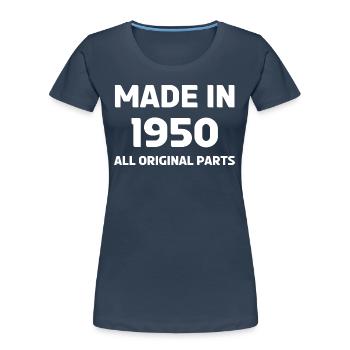 made en 1950 - T-shirt bio Premium Femme - bleu marine - Devant - Mia (176cm)