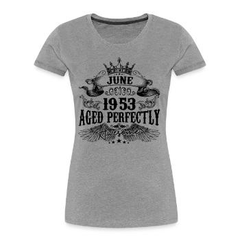 1953| June Aged Perfectly 1953 Geburtstagsgeschenk - Frauen Premium Bio T-Shirt - Navy - Vorne - Mia (176cm)