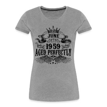 1959 | June Aged Perfectly 1959 Geburtstagsgeschenk - Frauen Premium Bio T-Shirt - Navy - Vorne - Mia (176cm)