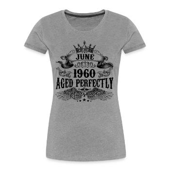 1960| June Aged Perfectly 1960 Geburtstagsgeschenk - Frauen Premium Bio T-Shirt - Navy - Vorne - Mia (176cm)