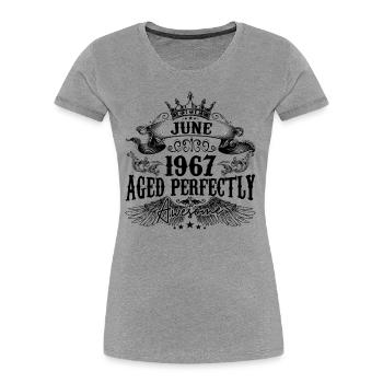 1967| June Aged Perfectly 1967 Geburtstagsgeschenk - Frauen Premium Bio T-Shirt - Navy - Vorne - Mia (176cm)